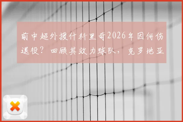 前中超外援什科里奇2026年因何伤退役?回顾其效力球队,克罗地亚队祝福引关注